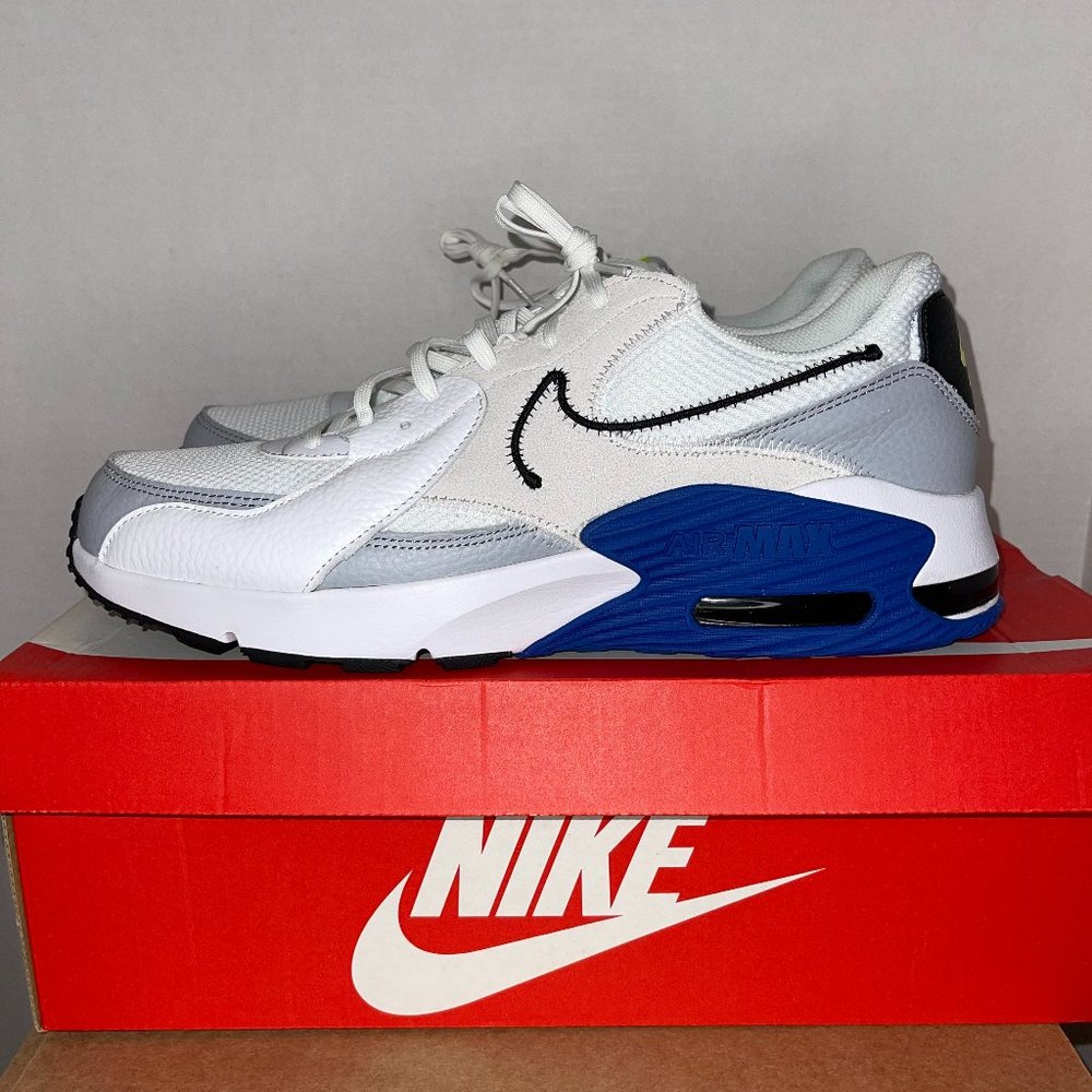NEW MEN'S NIKE AIR MAX EXCEE (CD4165 115) SIZE 11.5 WHITE/BLACK-DARK ROYAL BLUE